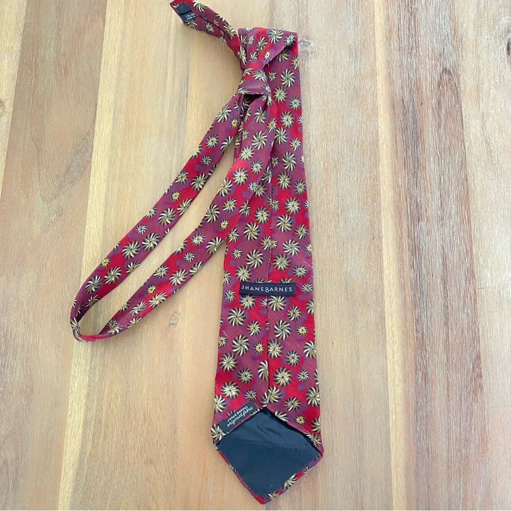 Men's Red and Purple Jhane Barnes Silk Patterned Tie